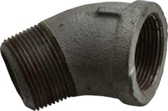 Made in USA - Class 150, 1-1/4" Galvanized Pipe 45° Street Elbow - Threaded, Malleable Iron - Americas Industrial Supply