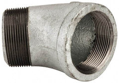 Made in USA - Class 150, 2" Galvanized Pipe 45° Street Elbow - Threaded, Malleable Iron - Americas Industrial Supply