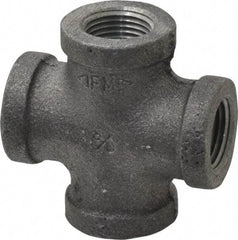 Made in USA - Size 3/8", Class 150, Malleable Iron Black Pipe Cross - 150 psi, Threaded End Connection - Americas Industrial Supply