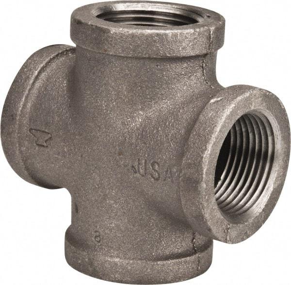 Made in USA - Size 1", Class 150, Malleable Iron Black Pipe Cross - 150 psi, Threaded End Connection - Americas Industrial Supply