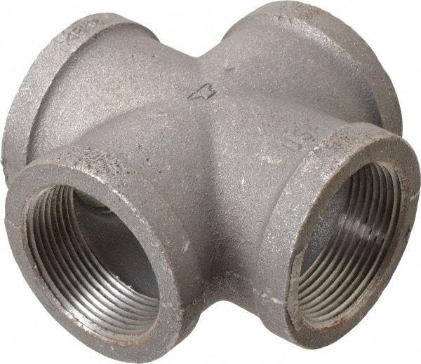 Made in USA - Size 1-1/2", Class 150, Malleable Iron Black Pipe Cross - 150 psi, Threaded End Connection - Americas Industrial Supply