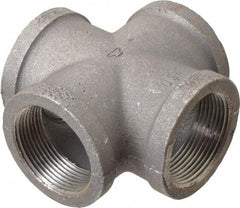 Made in USA - Size 1-1/2", Class 150, Malleable Iron Black Pipe Cross - 150 psi, Threaded End Connection - Americas Industrial Supply