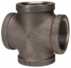 Made in USA - Size 2", Class 150, Malleable Iron Black Pipe Cross - 150 psi, Threaded End Connection - Americas Industrial Supply