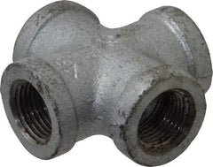 Made in USA - Class 150, 3/8" Galvanized Pipe Cross - Threaded, Malleable Iron - Americas Industrial Supply