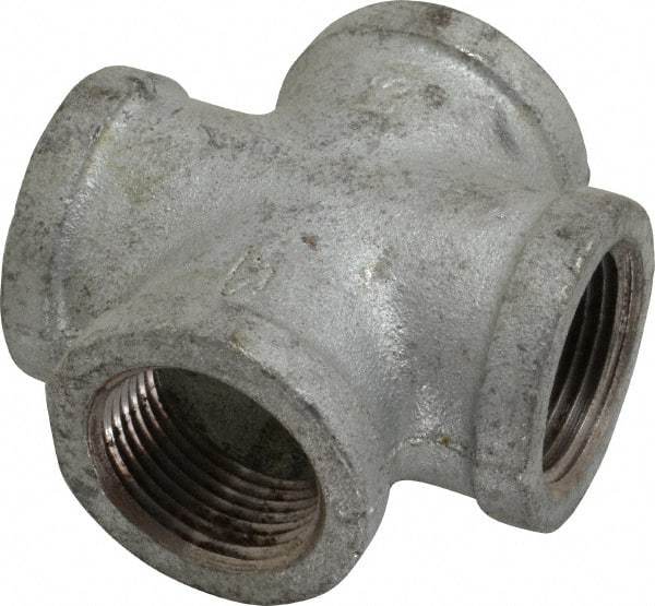 Made in USA - Class 150, 1" Galvanized Pipe Cross - Threaded, Malleable Iron - Americas Industrial Supply