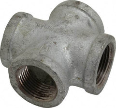 Made in USA - Class 150, 1" Galvanized Pipe Cross - Threaded, Malleable Iron - Americas Industrial Supply