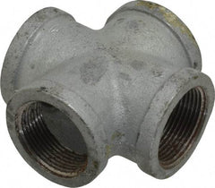 Made in USA - Class 150, 1-1/4" Galvanized Pipe Cross - Threaded, Malleable Iron - Americas Industrial Supply