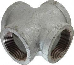 Made in USA - Class 150, 2" Galvanized Pipe Cross - Threaded, Malleable Iron - Americas Industrial Supply