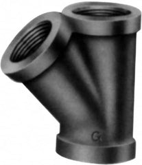 Made in USA - Size 4", Class 150, Malleable Iron Black Pipe 45° Lateral Y-Branch - 300 psi, Threaded End Connection - Americas Industrial Supply