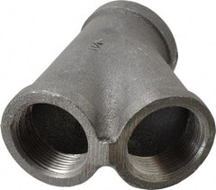 Made in USA - Size 1-1/4", Class 150, Malleable Iron Black Pipe 45° Lateral Y-Branch - 150 psi, Threaded End Connection - Americas Industrial Supply