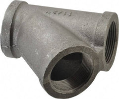 Made in USA - Size 1-1/2", Class 150, Malleable Iron Black Pipe 45° Lateral Y-Branch - 150 psi, Threaded End Connection - Americas Industrial Supply