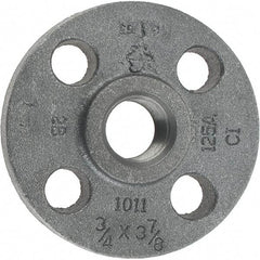 Made in USA - 3/4" Pipe, 3-7/8" OD, 5/8" Hub Length, Iron Threaded Pipe Flange - 1-3/4" Across Bolt Hole Centers, 3/4" Bolt Hole, 175 psi, Class 125 - Americas Industrial Supply