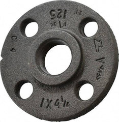Made in USA - 1" Pipe, 4-1/4" OD, 11/16" Hub Length, Iron Threaded Pipe Flange - 1-15/16" Across Bolt Hole Centers, 3/4" Bolt Hole, 175 psi, Class 125 - Americas Industrial Supply