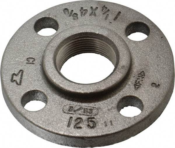 Made in USA - 1-1/4" Pipe, 4-5/8" OD, 13/16" Hub Length, Iron Threaded Pipe Flange - 2-5/16" Across Bolt Hole Centers, 3/4" Bolt Hole, 175 psi, Class 125 - Americas Industrial Supply