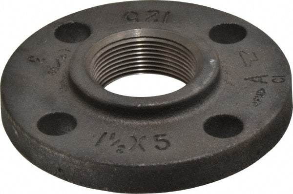 Made in USA - 1-1/2" Pipe, 5" OD, 7/8" Hub Length, Iron Threaded Pipe Flange - 2-9/16" Across Bolt Hole Centers, 7/8" Bolt Hole, 175 psi, Class 125 - Americas Industrial Supply