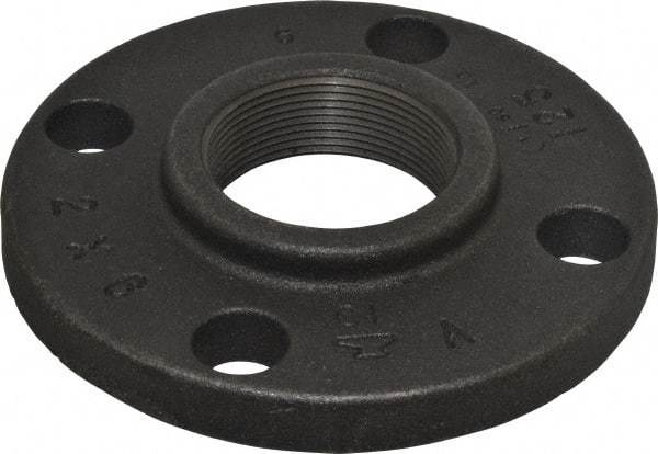 Made in USA - 2" Pipe, 6" OD, 1" Hub Length, Iron Threaded Pipe Flange - 3-1/16" Across Bolt Hole Centers, 3/4" Bolt Hole, 175 psi, Class 125 - Americas Industrial Supply