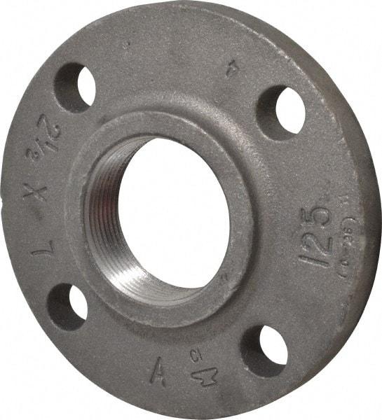 Made in USA - 2-1/2" Pipe, 7" OD, 1-1/8" Hub Length, Iron Threaded Pipe Flange - 3-9/16" Across Bolt Hole Centers, 7/8" Bolt Hole, 175 psi, Class 125 - Americas Industrial Supply