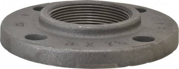 Made in USA - 3" Pipe, 7-1/2" OD, 1-3/16" Hub Length, Iron Threaded Pipe Flange - 4-1/4" Across Bolt Hole Centers, 7/8" Bolt Hole, 175 psi, Class 125 - Americas Industrial Supply