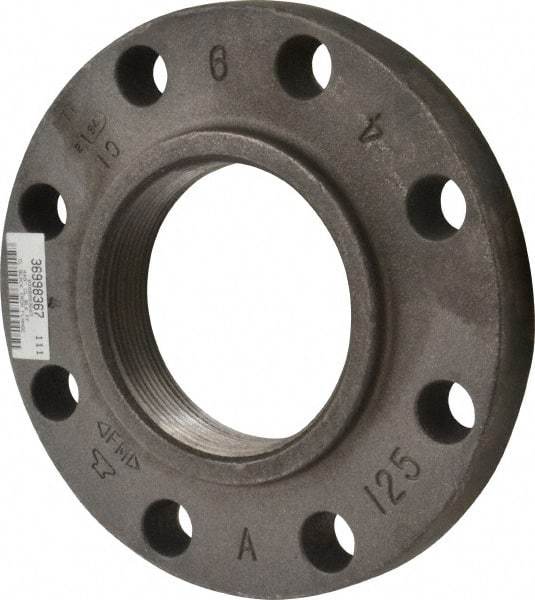 Made in USA - 4" Pipe, 9" OD, 1-5/16" Hub Length, Iron Threaded Pipe Flange - 5-5/16" Across Bolt Hole Centers, 7/8" Bolt Hole, 175 psi, Class 125 - Americas Industrial Supply