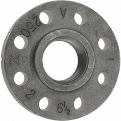 Made in USA - 2" Pipe, 6-1/2" OD, 1-1/4" Hub Length, Iron Threaded Pipe Flange - 3-5/16" Across Bolt Hole Centers, 3/4" Bolt Hole, 175 psi, Class 250 - Americas Industrial Supply