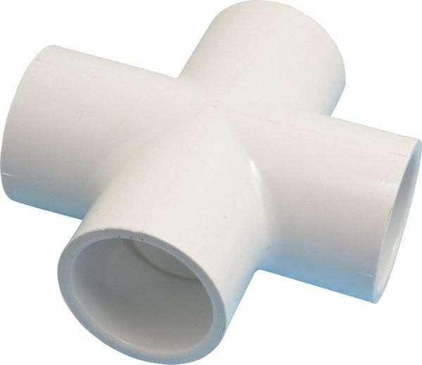 Value Collection - 1-1/4" PVC Plastic Pipe Cross - Schedule 40, All Slip End Connections - Americas Industrial Supply