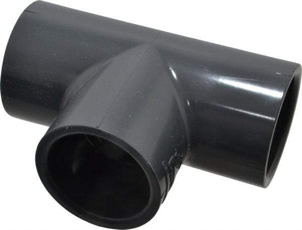 Value Collection - 1-1/4" PVC Plastic Pipe Tee - Schedule 80, Slip x Slip x Slip End Connections - Americas Industrial Supply