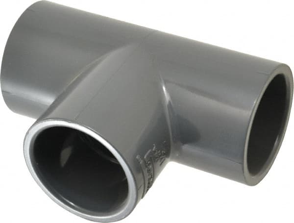 Value Collection - 1-1/2" PVC Plastic Pipe Tee - Schedule 80, Slip x Slip x Slip End Connections - Americas Industrial Supply
