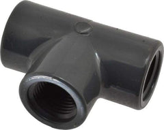 Value Collection - 1/2" PVC Plastic Pipe Tee - Schedule 80, FIPT x FIPT x FIPT End Connections - Americas Industrial Supply