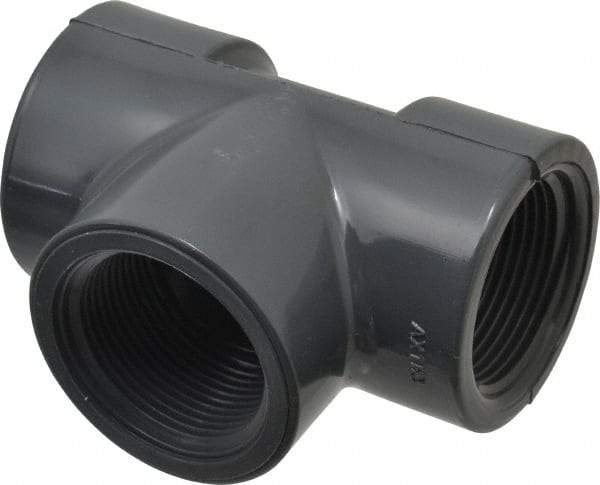 Value Collection - 1-1/4" PVC Plastic Pipe Tee - Schedule 80, FIPT x FIPT x FIPT End Connections - Americas Industrial Supply