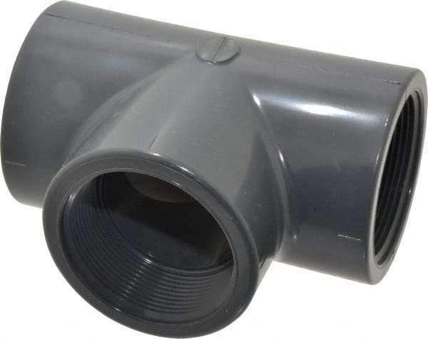 Value Collection - 2" PVC Plastic Pipe Tee - Schedule 80, FIPT x FIPT x FIPT End Connections - Americas Industrial Supply