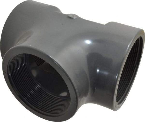 Value Collection - 4" PVC Plastic Pipe Tee - Schedule 80, FIPT x FIPT x FIPT End Connections - Americas Industrial Supply