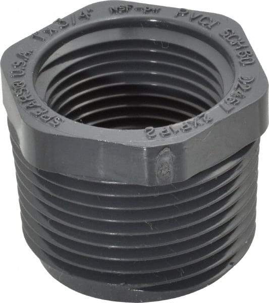 Value Collection - 1 x 3/4" PVC Plastic Pipe Bushing - Schedule 80, MIPT x FIPT End Connections - Americas Industrial Supply