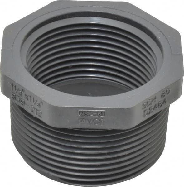 Value Collection - 1-1/2 x 1-1/4" PVC Plastic Pipe Bushing - Schedule 80, MIPT x FIPT End Connections - Americas Industrial Supply