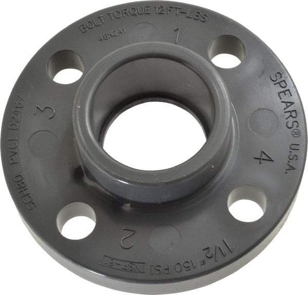 Value Collection - 1-1/2" PVC Plastic Pipe Flange (One Piece) - Schedule 80, Slip End Connections - Americas Industrial Supply