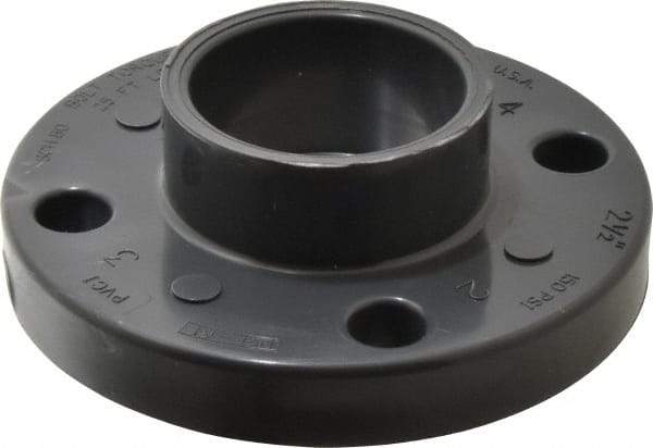 Value Collection - 2-1/2" PVC Plastic Pipe Flange (One Piece) - Schedule 80, Slip End Connections - Americas Industrial Supply