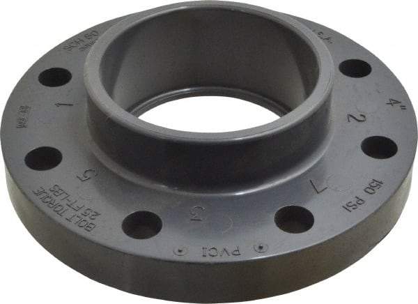 Value Collection - 4" PVC Plastic Pipe Flange (One Piece) - Schedule 80, Slip End Connections - Americas Industrial Supply