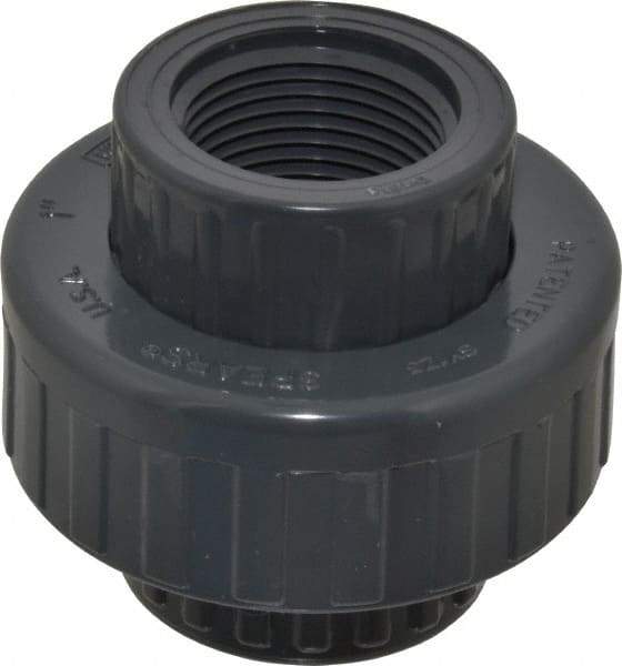 Value Collection - 1" PVC Plastic Pipe Union with EPDM O-Ring - Schedule 80, FIPT x FIPT End Connections - Americas Industrial Supply