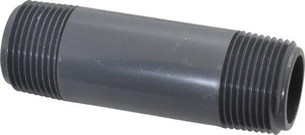 Value Collection - 1" Pipe, 4" Long PVC Threaded Plastic Pipe Nipple - Schedule 80, Gray - Americas Industrial Supply