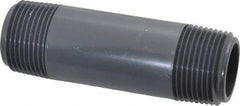 Value Collection - 1" Pipe, 4" Long PVC Threaded Plastic Pipe Nipple - Schedule 80, Gray - Americas Industrial Supply
