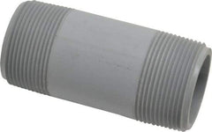 Value Collection - 1-1/2" Pipe, 4" Long CPVC Threaded Plastic Pipe Nipple - Schedule 80, Gray - Americas Industrial Supply
