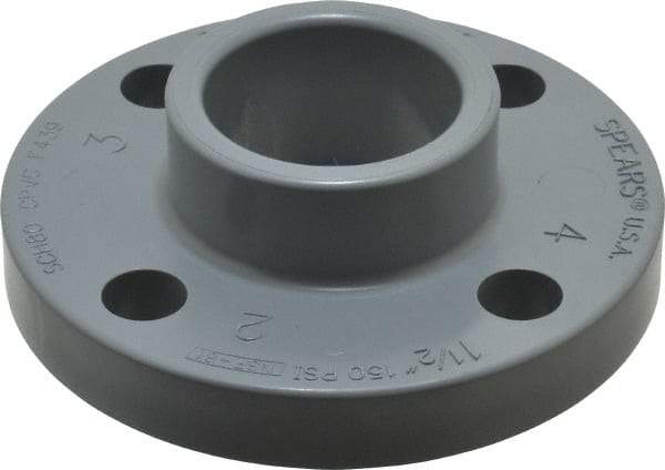 Value Collection - 1-1/2" CPVC Plastic Pipe Flange (One Piece) - Slip End Connections - Americas Industrial Supply
