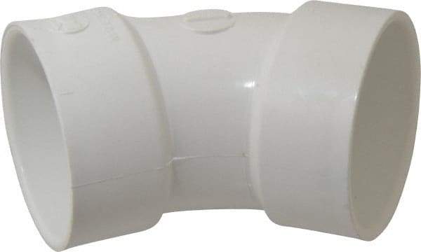 B&K Mueller - 3", PVC Drain, Waste & Vent Pipe 45 Elbow - Hub x Hub - Americas Industrial Supply