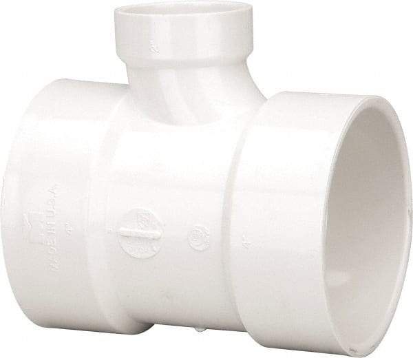 B&K Mueller - 4 x 4 x 2", PVC Drain, Waste & Vent Pipe Reducing Sanitary Tee - Hub x Hub x Hub - Americas Industrial Supply