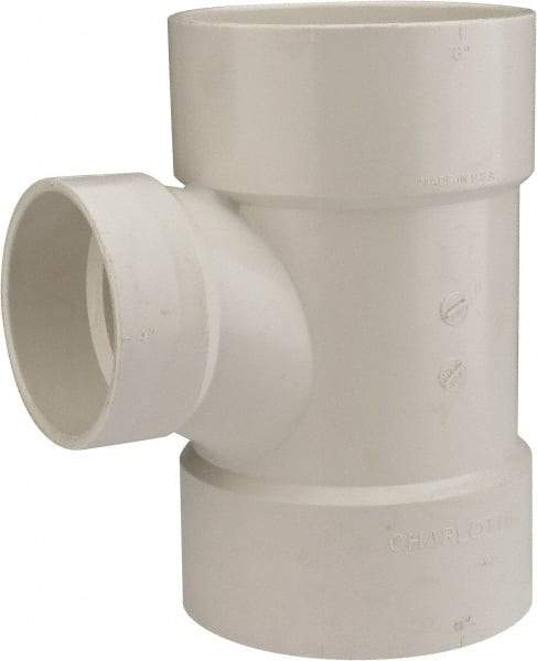 B&K Mueller - 6 x 6 x 4", PVC Drain, Waste & Vent Pipe Reducing Sanitary Tee - Hub x Hub x Hub - Americas Industrial Supply