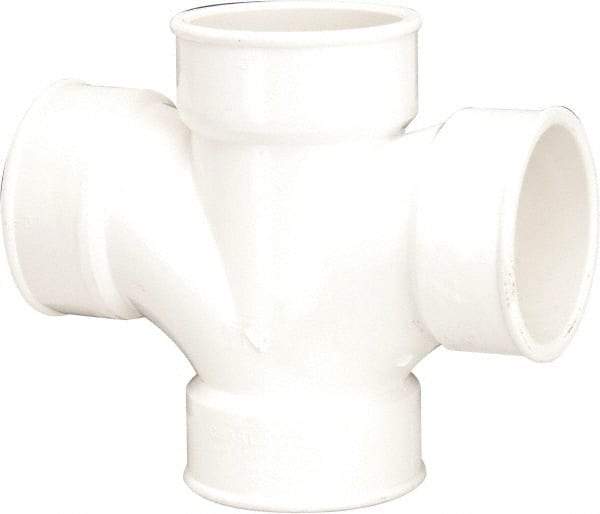 B&K Mueller - 3", PVC Drain, Waste & Vent Pipe Sanitary Cross - All Hub - Americas Industrial Supply