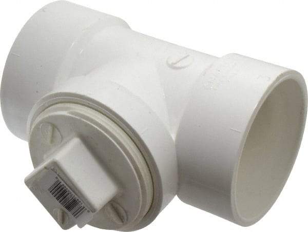 B&K Mueller - 3", PVC Drain, Waste & Vent Pipe Test Tee - Hub x Hub x CO with Plug - Americas Industrial Supply