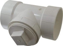 B&K Mueller - 4", PVC Drain, Waste & Vent Pipe Test Tee - Hub x Hub x CO with Plug - Americas Industrial Supply