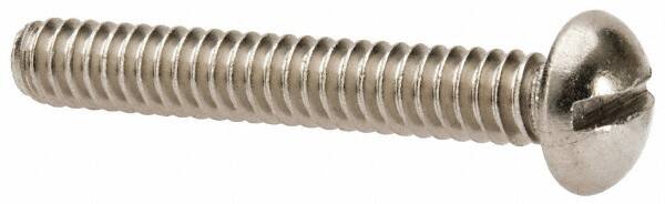 Value Collection - #10-24 UNC, 1-1/4" Length Under Head Slotted Drive Machine Screw - Round Head, Grade 316 Stainless Steel, Uncoated, Without Washer - Americas Industrial Supply