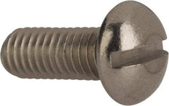 Value Collection - #10-32 UNF, 1/2" Length Under Head Slotted Drive Machine Screw - Round Head, Grade 316 Stainless Steel, Uncoated, Without Washer - Americas Industrial Supply