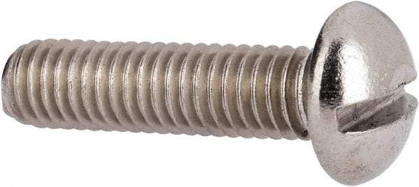 Value Collection - #10-32 UNF, 3/4" Length Under Head Slotted Drive Machine Screw - Round Head, Grade 316 Stainless Steel, Uncoated, Without Washer - Americas Industrial Supply